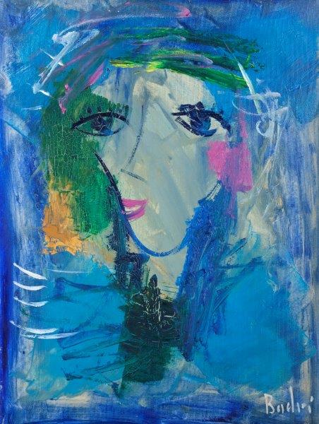badri painting blue lady