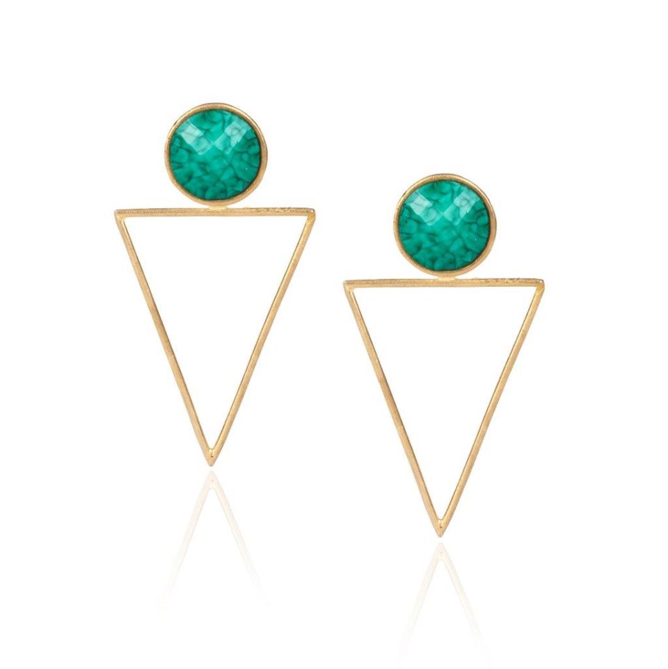 triangle-earrings-green