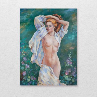 chalatova eleni oil painting- original nude painting- naked woman in the nature