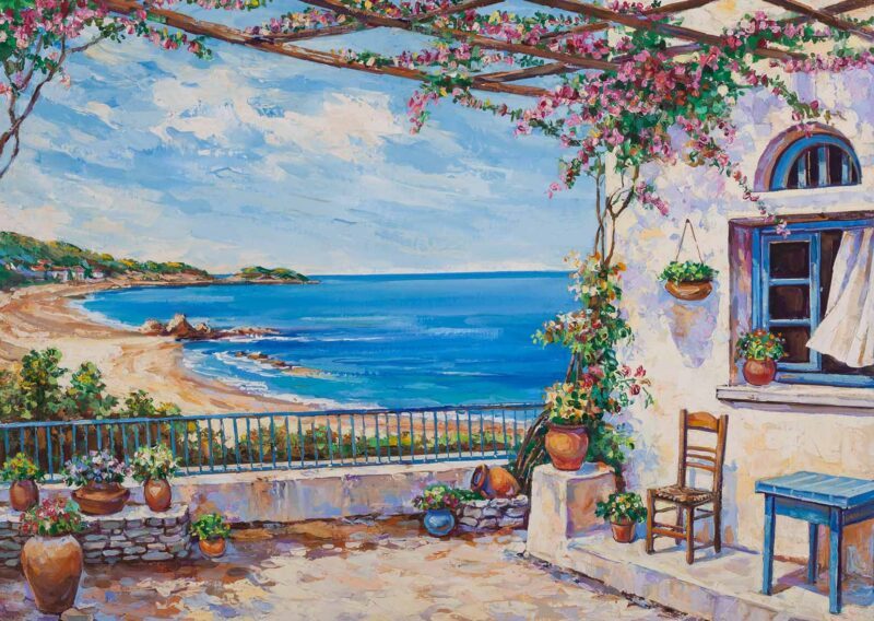 Greek island, chalatova eleni painting, oil painting