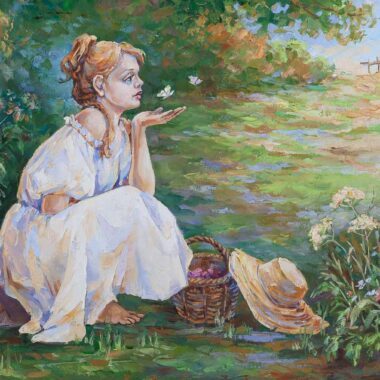 piknik in the nature , original oil painting, eleni chalatova