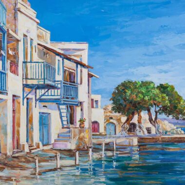 chalatova eleni oil painting summer landscape mykonos island Greece