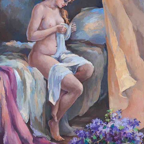 chalatova eleni, original oil painting, nude woman,xalatova eleni elaiografia , gymno, pinakas zografikis