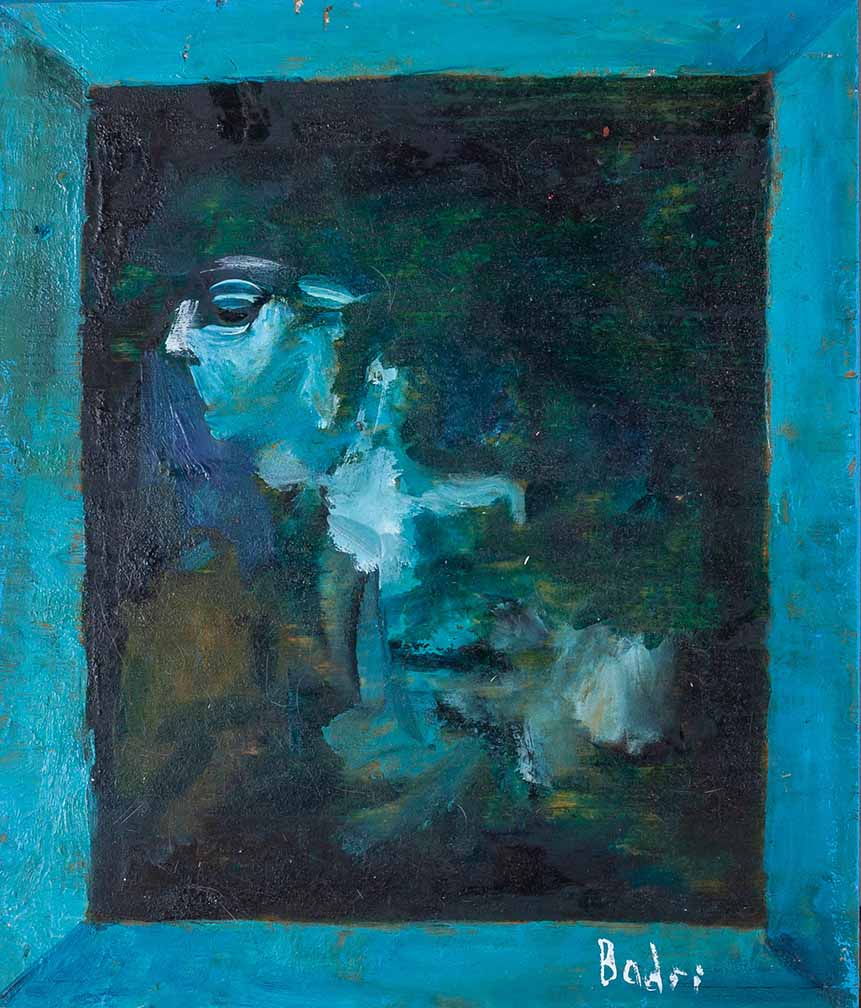 badri painting portrait blue colors