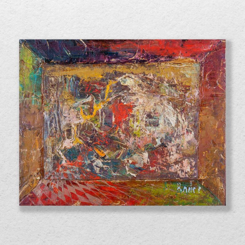 abstract painting badri oil ASFA red yellow colors