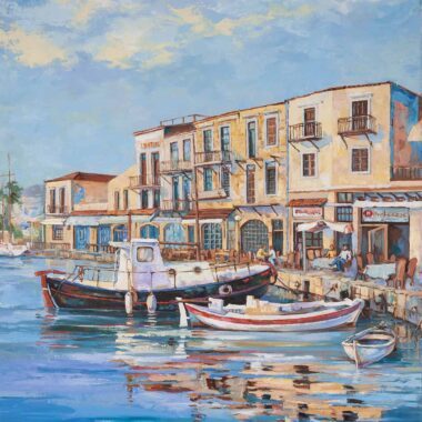 mykonos port classic painting oil - chalatova eleni