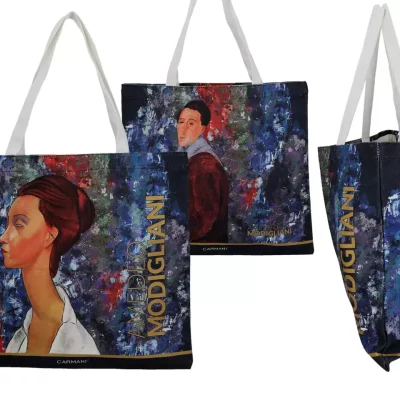 cloth bag, modigliani, woman and self portrait, tote bag, carmani, tsanta omou