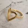 Empty but Full Heart ring, handmade 24k gold plated brass jewelry, symbolic open heart design, artisan boho chic handmade ring by Sunny Designs Χειροποίητο δαχτυλίδι Empty but Full Heart από επιχρυσωμένο ορείχαλκο, μοναδικό artisan κόσμημα με ρομαντικό και συμβολικό χαρακτήρα, Sunny Designs