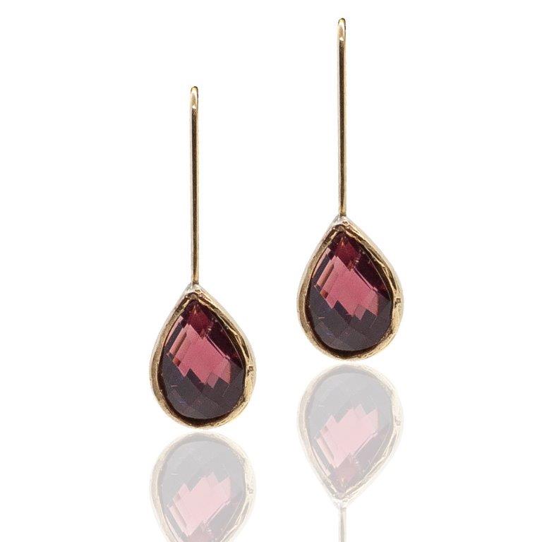 earrings handmade with purple shining resin stone hook, hook brass earrings with purple stone