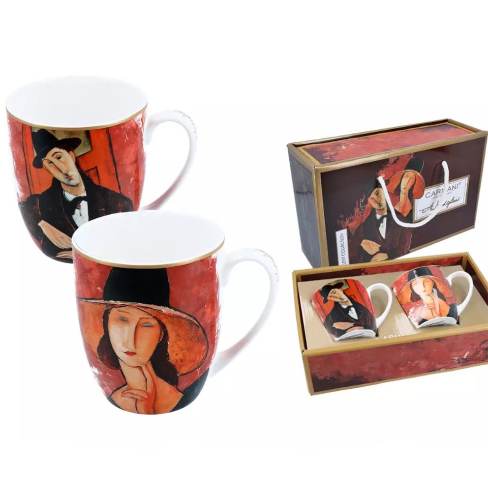 modigliani set of two cups, carmani, koupes modigliani set 2 , o andras me to kapelo kai h gunaika