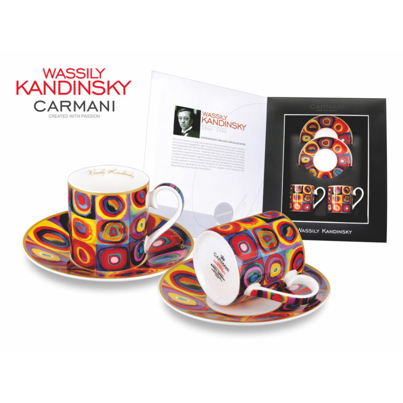 Set of 2 espresso cups - Wassily Kandinsky, Colour study. Squares with concentric circles / 1913, wassily kandinsky, espresso set gift for artists, beautiful porselein gift