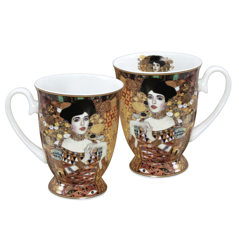 2 mugs in heart - G. Klimt, Adele Bloch-Bauer, 280ml mug set of 2, ideal for gift, wedding gift set, κουπες σε συσκευασια καρδια με εργα ζωγραφικης του Klimt ειδανικα για δώρα γάμου και σημαντικα δωρα, μοναδικα δωρα