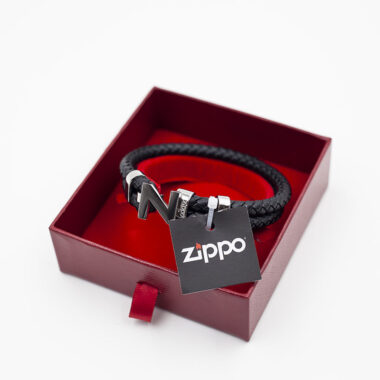 Leather Bracelet With O Ring, Genuine leather and stainless steel, zippo jewellery, zippo collection, men's gift, gift packaging, karma bracelet, αντρικο βραχιολι zippo, ανοξείδοτο ατσάλι, Steel Braided Leather Bracelet