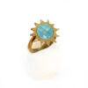 sun ring with light blue resin stone, brass, brass ring, δαχτυλιδι με πέρλα, ορειχαλκος, handmade ring , handmade jewellery, χειροποίητα κοσμήματα δαχτυλίδι ήλιος, γαλάζια πέτρα, δαχτυλιδι με γαλάζια πέτρα σε σχήμα ήλιου
