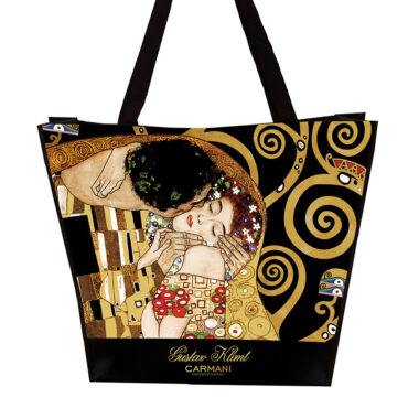 Shoulder bag - G. Klimt, The Kiss + The Tree of Life bag, tsanta gia super market plastiki me ergo tou Klimt to fili kai to dentro tis zois