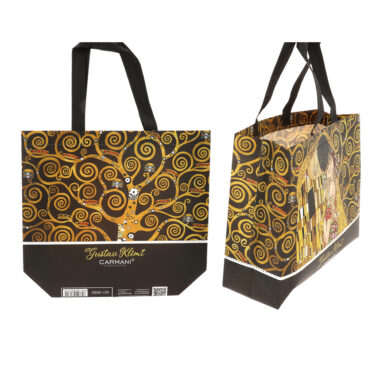 Breakfast bag - G. Klimt, The Kiss, The Tree of Life (CARMANI), tsanta plastiki polaplon xrisewn me gousto, prositi timi, tsanta proinou me thema to dentro ths zois kai to fili tou Klimt