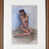 nude woman painting with pastel colors, in frame, pastel xrwmata pinakas zwgrafikis me gumni gunaikeia figoura