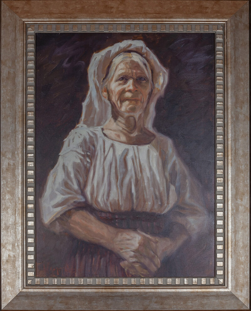 πορτραιτο γιαγιας , Grandma's portrait painting, pinakas zwgrafikis me mpalarina , elaiografia petalidou margarita
