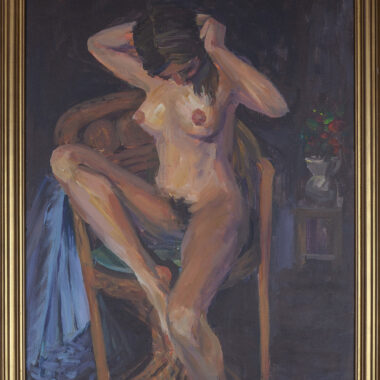nude woman painting with pastel colors, in frame, pastel xrwmata pinakas zwgrafikis me gumni gunaikeia figoura, xristina volokarou, gymno, nude woman