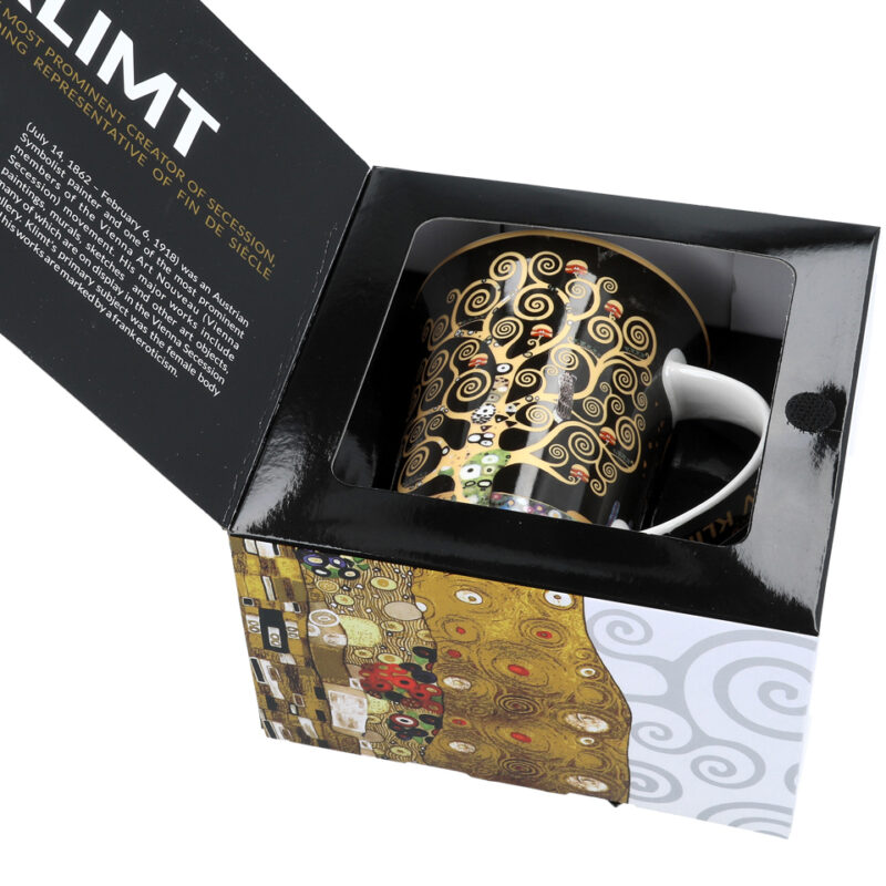 Mug - G. Klimt, The Tree of Life (CARMANI) porcelain mug gift packaging, koupa apo porselani to dentro tis zois klimt, suskeuasia dwrou