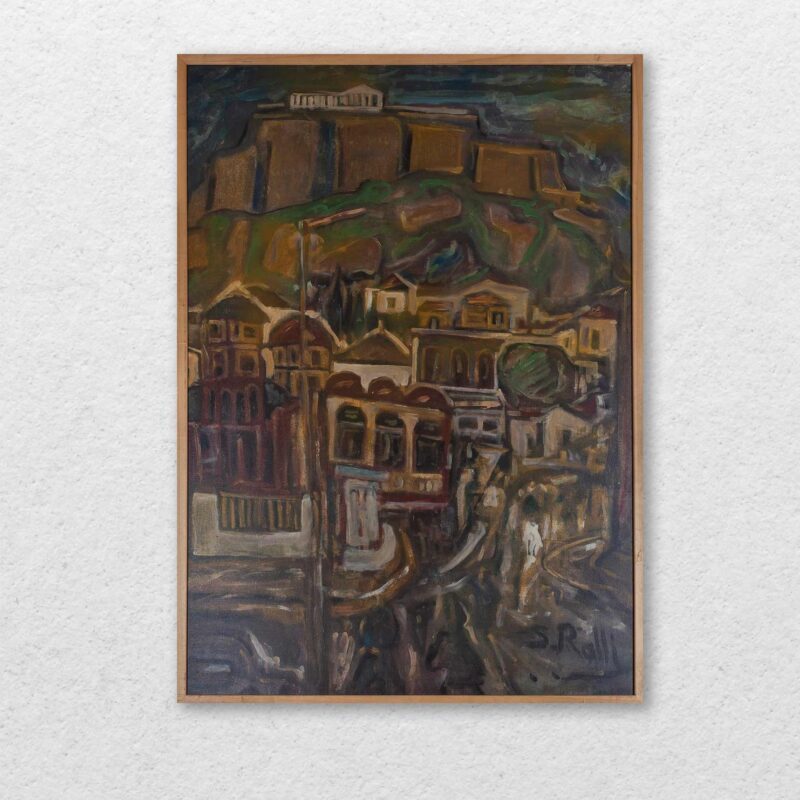 ζωγραφικη, πινακας ζωγραφικης, γκαλερί με εργα τεχνης, κοντης, S. Ralli ελαιογραφια σε καμβα με θεα την ακροπολη πινακας ζωγραφικης με την Αθήνα