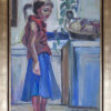 S. Ralli painting, αυθεντικος εικαστικος πινακας ζωγραφικης της Σωτηριας Ραλλη με εικονογραφηση ενος κοριτσιού μπλε αποχρώσεις εξπρεσιονιστικη ζωγραφικη, εξπρεσιονισμός