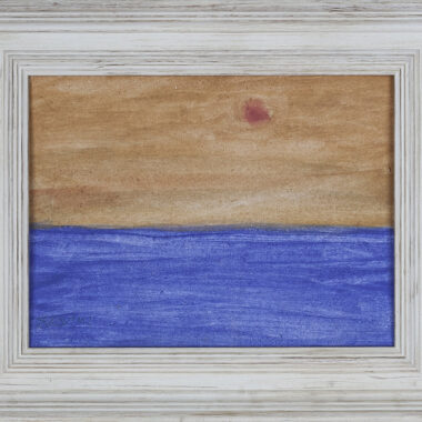 sunset in the sea stavros kontis painting , ηλιοβασιλεμα που πεφτει στην θαλασσα Κοντης, πορτοκαλι ηλιοβασιλεμα