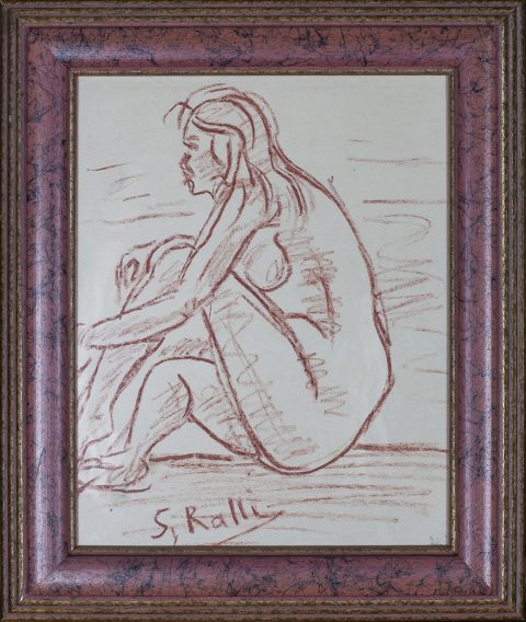 S. Ralli pastel painting, ΠΙΝΑΚΑΣ ζωγραφικης Σωτηρια Ραλλη παστελ με κορνιζα, γραμμικη ζωγραφικη