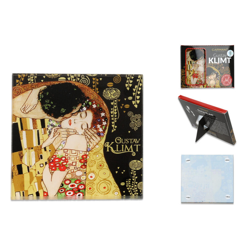 Glass coaster - G. Klimt, Expectation (CARMANI) glass mug coaster , gualino souver me pinaka tou klimt, coaster the kiss, glass coaster the kiss 10x10