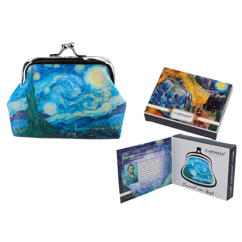 Small wallet - V. van Gogh, Starry night wallet carmani, mikro portofoli carmani me thema v.van gogh enastri nuxta, oikonomiko dwro(CARMANI)