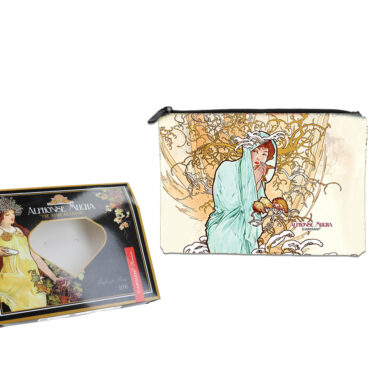 cosmetic bag mucha 4 seasons, oikonomiko dwro me pinaka zwgrafikis Mucha 4 epoxes carmani nesseser tsantaki gia kalluntika