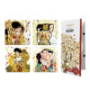 Set of 4 cork pads - G. Klimt, white background, packaging adele the kiss family klimt paintings, set of 4, souver gia potiria me felo sto katw meros me erga toy klimt