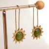 brass sun earrings, khaki stone earrings, handmade earrings, Sunny Designs jewelry, boho brass earrings, Greek handmade jewelry, olive green earrings σκουλαρίκια ήλιος, σκουλαρίκια με χακί πέτρα, χειροποίητα σκουλαρίκια, Sunny Designs κόσμημα, ελληνικά κοσμήματα, σκουλαρίκια ορείχαλκος, σκουλαρίκια σε πράσινη απόχρωση