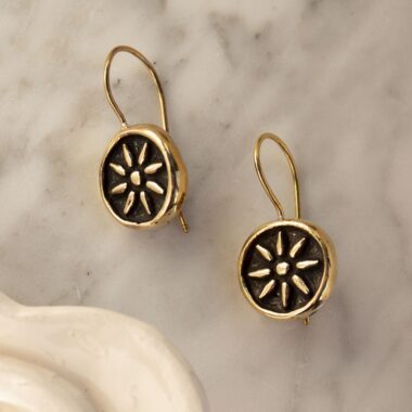 sunny designs, handmade jewelleries, χειροποίητα κοσμηματα, χειροποίητα σκουλαρίκια με ήλιο 24κ επιχρυσωμένα