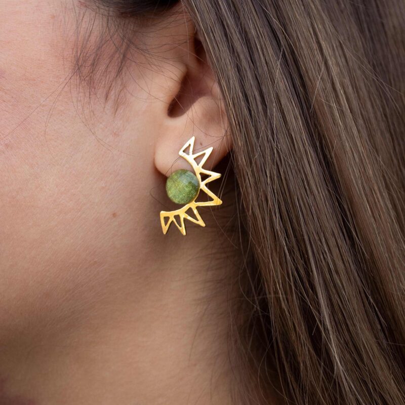 Corona Sun earrings with Khaki stone | Sunny Designs - Image 2