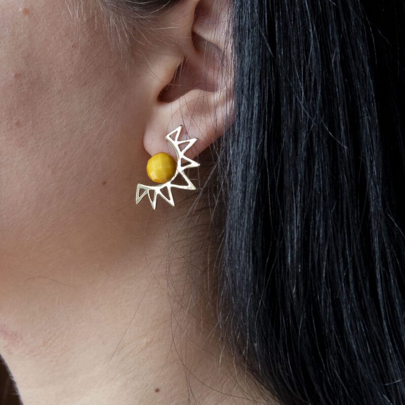 sun earrings yellow, handmade earrings Sunny Designs, boho sun jewelry, lightweight yellow earrings, summer earrings, corona sun earrings, statement yellow earrings, artisan jewelry σκουλαρίκια ήλιος, κίτρινα σκουλαρίκια, Sunny Designs κοσμήματα, καλοκαιρινά σκουλαρίκια, χειροποίητα σκουλαρίκια, statement σκουλαρίκια, boho σκουλαρίκια, σκουλαρίκια με πέτρα