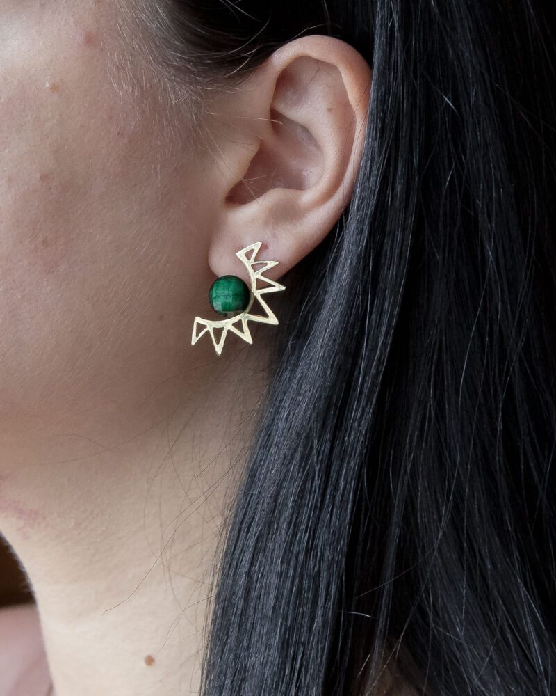 Corona Sun earrings with Green stone | Sunny Designs - Image 3