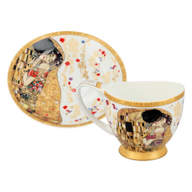 Big Vanessa cup - G. Klimt, Kiss, white background (CARMANI) collective 350ml, koupa flitzana to fili toy klimt , suskeuasia dwrou
