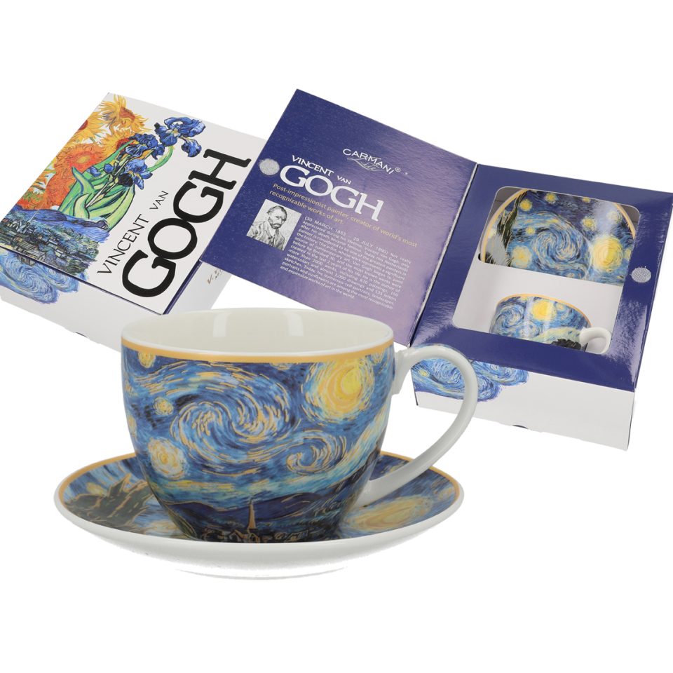 Cup with saucer - V. van Gogh, The Starry Night (CARMANI) , enastri nuxta van gogh flitzani porselanis