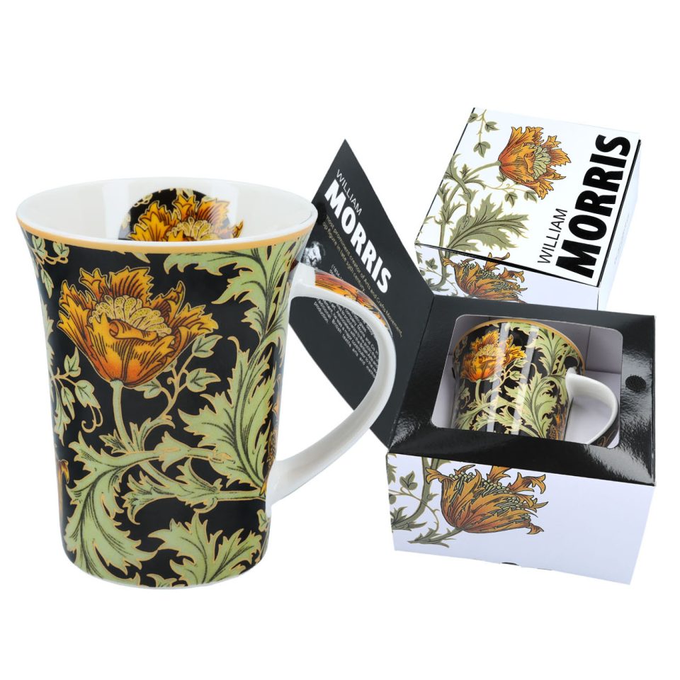 Mug - William Morris flowers, porcelain mug , koupa porselanis me louloudia