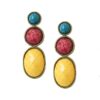 skoylarikia tripleta , μποχο σκουλαρίκια με χρωματιστες πέτρες ιδανικά για το καλοκαίρι, χειροποίητα σκουλαρικια