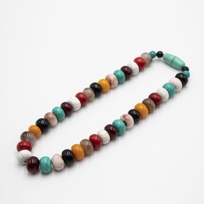 boho necklace with colorful semi precious stones, πολυχρωμο κολιε με ημιπολυτιμες πετρες
