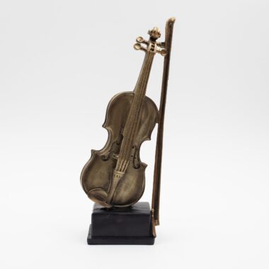 decorative violin in metallic color, ideal as a gift for people who loved music or play the instrument as well as for decoration in a music bar. διακοσμητικο βιολί, metalliko xruso xrwma, rock gift, dwro gia mousikous