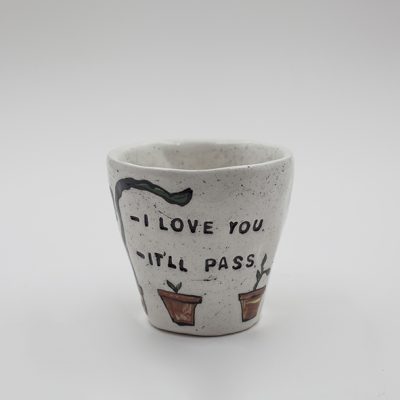 mug, design. cup, pattern, handmade, ceramic, pottery, message, i love you, colors, plant, φυτό, ποτήρι, κούπα, freddo