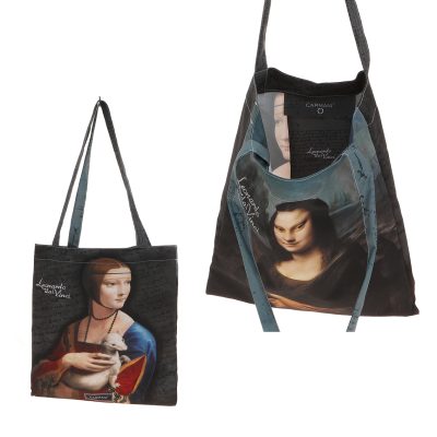 021-8653 Shoulder bag - L. da Vinci (CARMANI), two side bag, τσαντα tote bag ιδανικο για δώρο Ντα Βιντσι Μονα λιζα , τελεια ποιοτητα, εσωτερικη τσέπη, τελεια τιμή, ιδανικό δωρο για λάτρες της τέχνης, δωρο τέχνης τσάντα ώμου