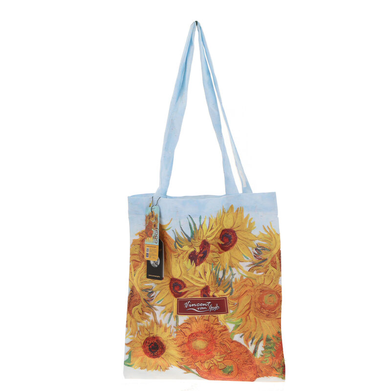 021-8656 Shoulder bag - V. van Gogh, Sunflowers (CARMANI))tote bag with ship, amazing quality, good gifts athens, , τελεια ποιοτητα, εσωτερικη τσέπη, τελεια τιμή, ιδανικό δωρο για λάτρες της τέχνης, δωρο τέχνης τσάντα ώμου