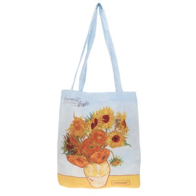021-8656 Shoulder bag - V. van Gogh, Sunflowers (CARMANI))tote bag with ship, amazing quality, good gifts athens, , τελεια ποιοτητα, εσωτερικη τσέπη, τελεια τιμή, ιδανικό δωρο για λάτρες της τέχνης, δωρο τέχνης τσάντα ώμου