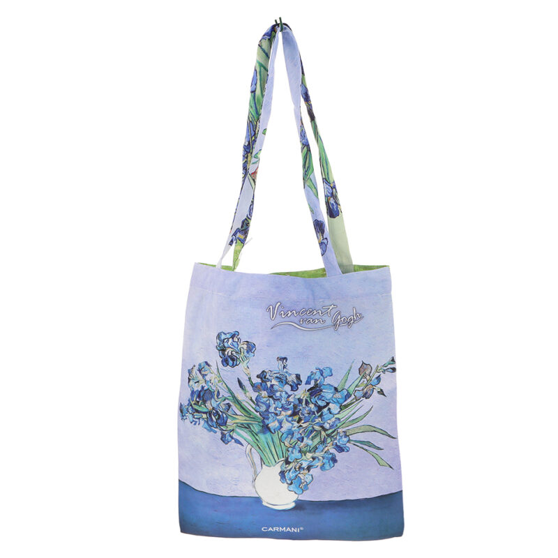 021-8657 Shoulder bag - V. van Gogh, Irises (CARMANI)tote bag with ship, amazing quality, good gifts athens, , τελεια ποιοτητα, εσωτερικη τσέπη, τελεια τιμή, ιδανικό δωρο για λάτρες της τέχνης, δωρο τέχνης τσάντα ώμου