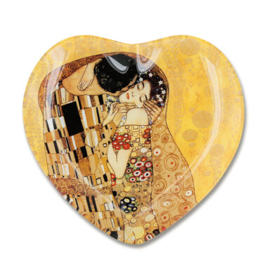 Decorative plate - G. Klimt, The Kiss 19x18cm, πιατέλα σε σχημα καρδιάς με το φιλι του Κλιμτ