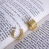Poppy Hoops earrings, handmade brass earrings with bold 4-line hoop design. Unique artisan statement jewelry, affordable wearable art, modern handmade accessories created by Sunny Designs small business.Σκουλαρίκια Poppy Hoops, χειροποίητα σκουλαρίκια από ορείχαλκο με εντυπωσιακό σχέδιο κρίκου 4 γραμμών. Μοναδικά statement κοσμήματα τέχνης, προσιτά χειροποίητα αξεσουάρ, σύγχρονα κοσμήματα από τη μικρή επιχείρηση Sunny Designs.